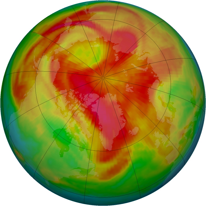 Arctic ozone map for 27 March 1999